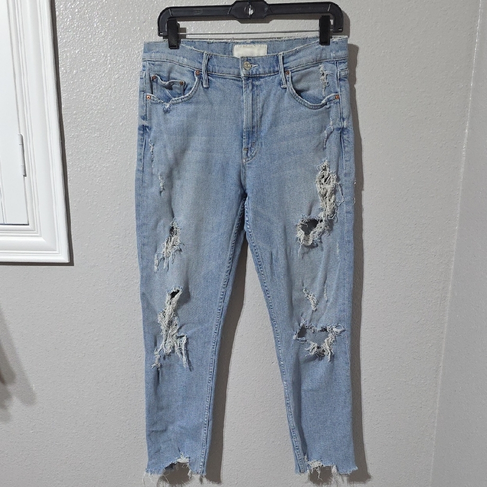 MOTHER The Sinner Light Wash Distressed Jeans Size 29